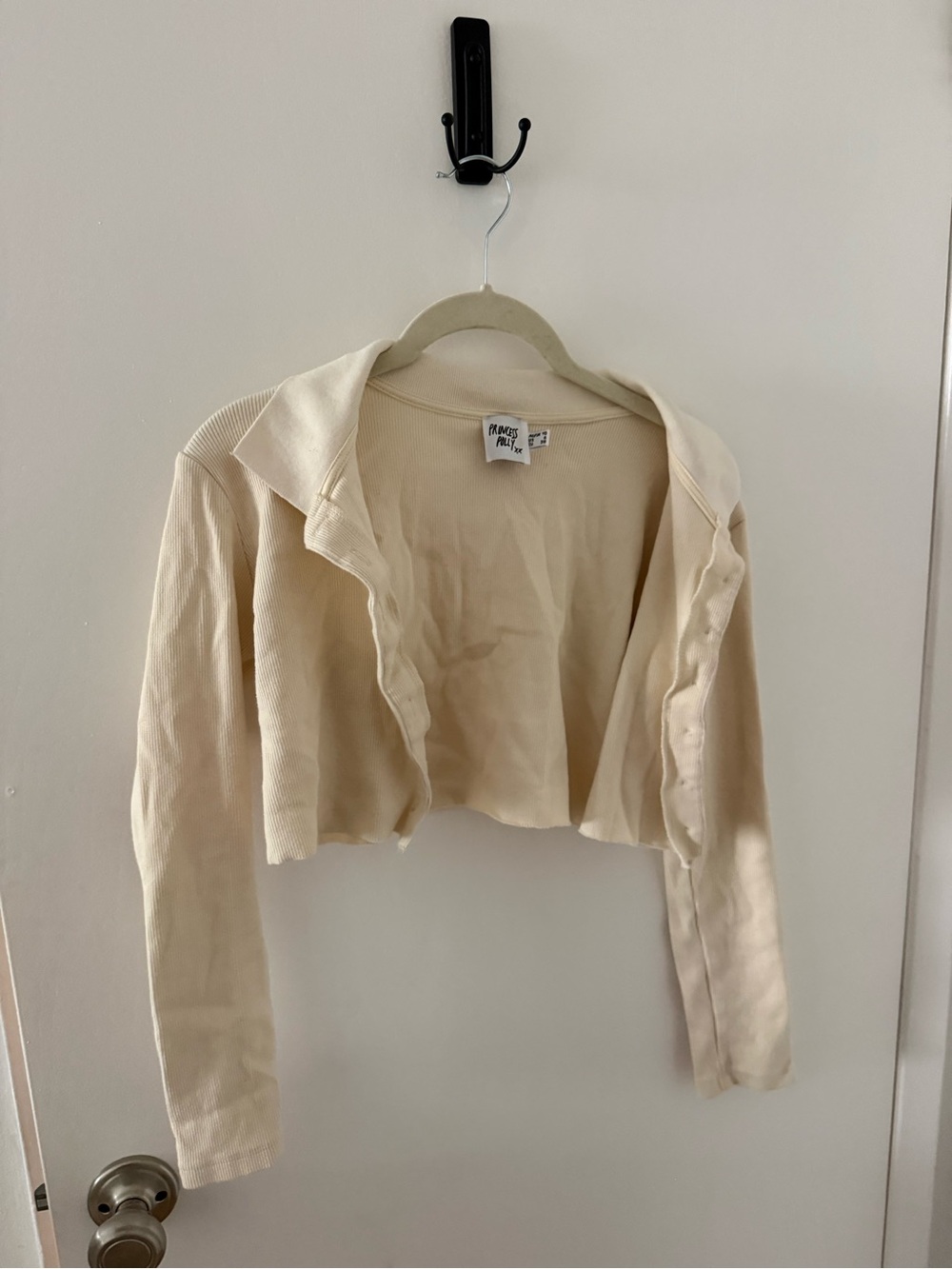 Blank NYC Cropped Cream Knit Jacket